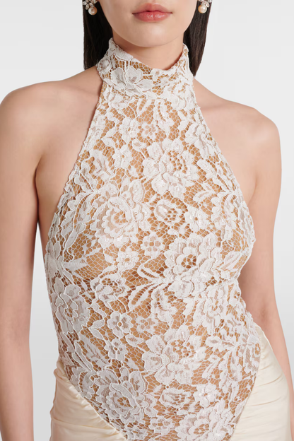 Zelva | Vestido Largo Halter Encaje