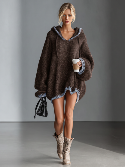 Gisela | Mini Vestido de Punto Holgado con Capucha