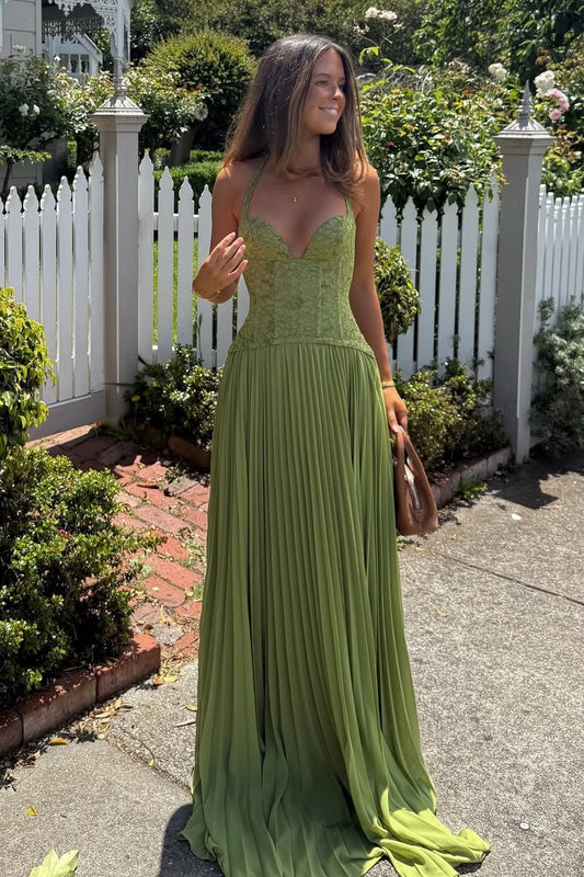 Verdina | Vestido Largo Corsé Encaje Halter