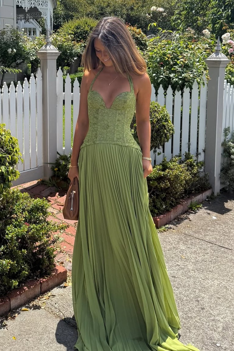 Verdina | Vestido Largo Corsé Encaje Halter