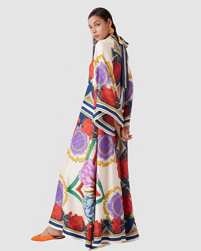 Elyssia | Vestido Kimono Floral Detallado