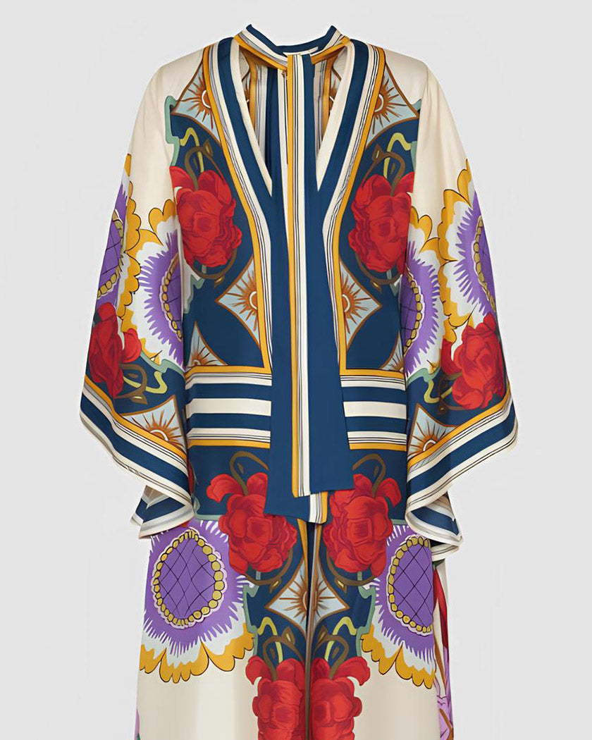 Elyssia | Vestido Kimono Floral Detallado