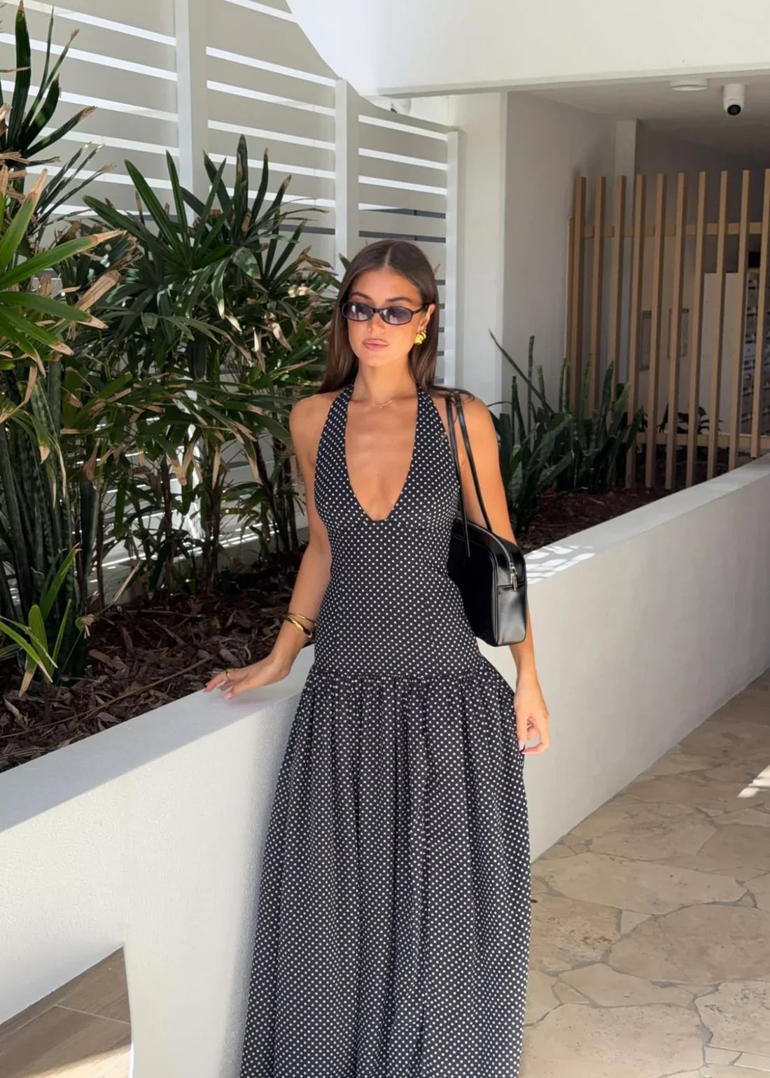 Seraphine | Vestido Largo Lunares Escote Halter
