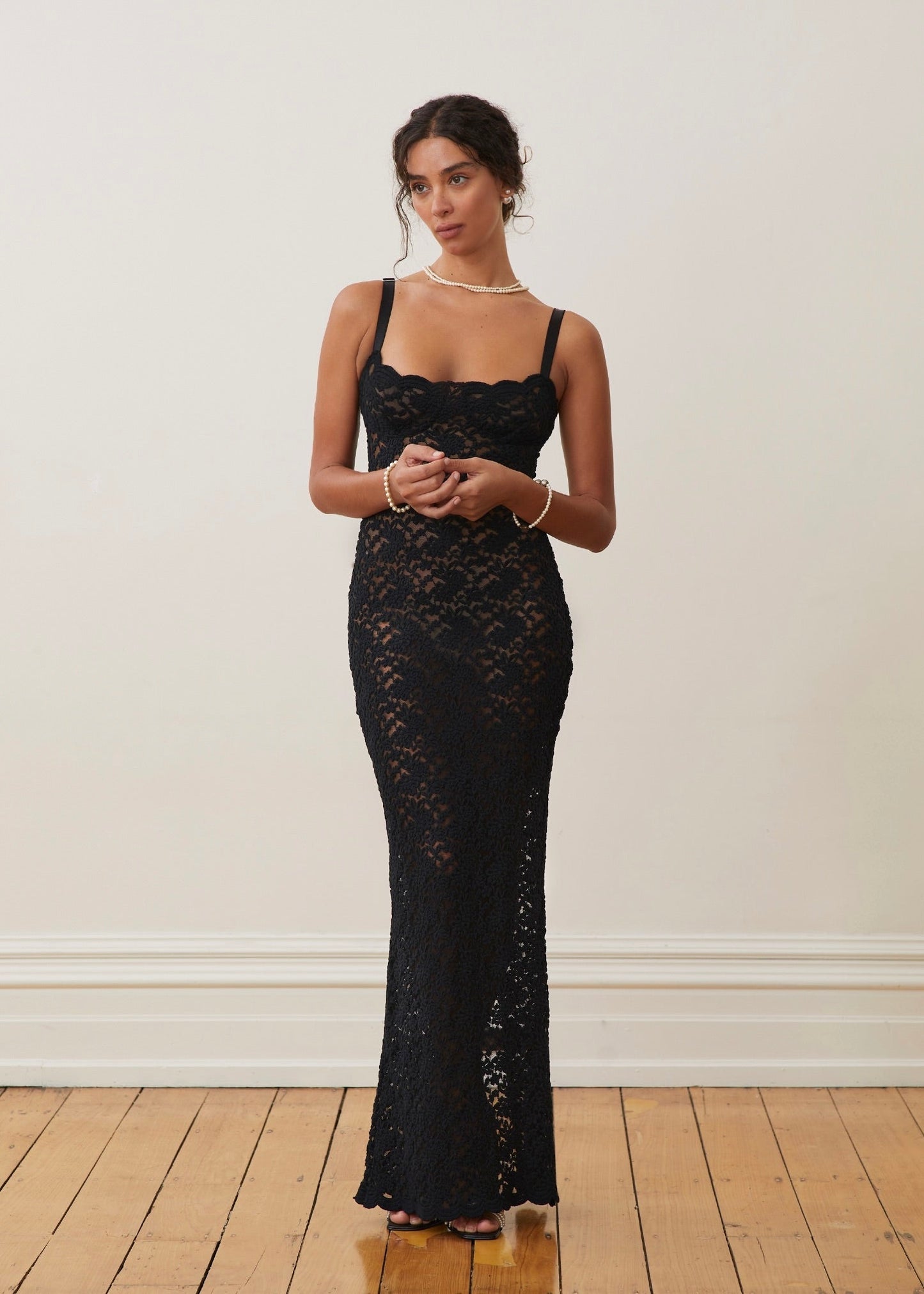 Noiris | Vestido Largo Encaje Tirantes