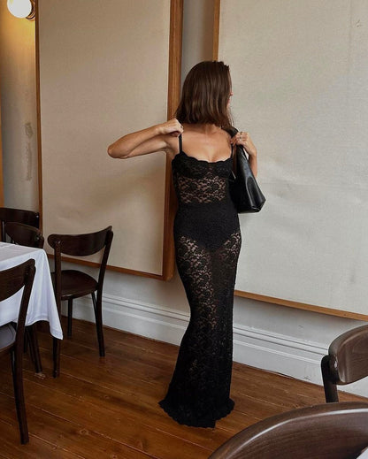 Noiris | Vestido Largo Encaje Tirantes