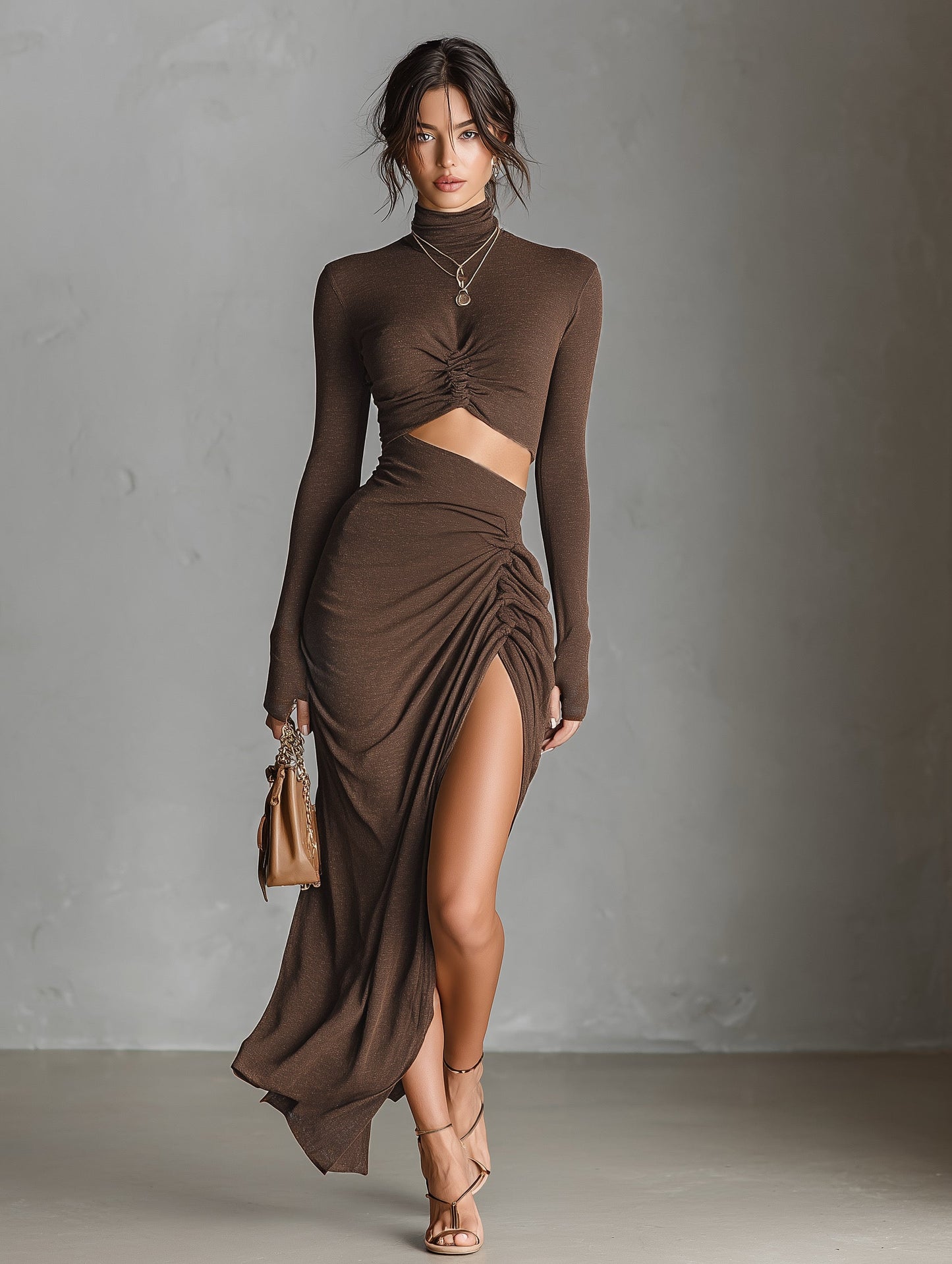 Gabi | Vestido Moderno de Punto Elástico Manga Larga