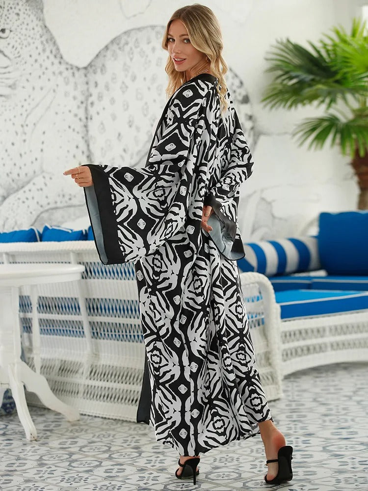 Soraya | Kimono Largo Estampado Ilusorio