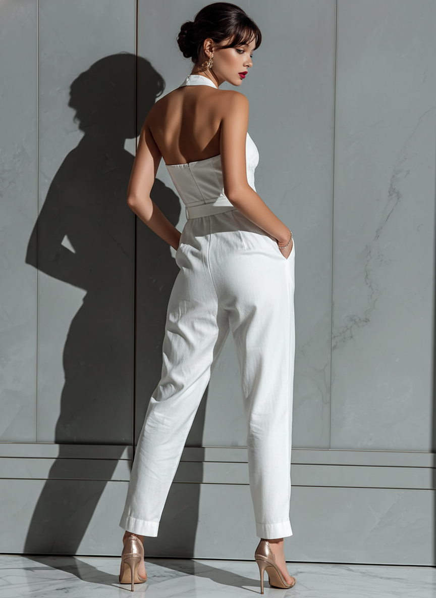 Serena | Mono Elegante Sin Mangas de Cintura Ajustada y Pernera Ancha