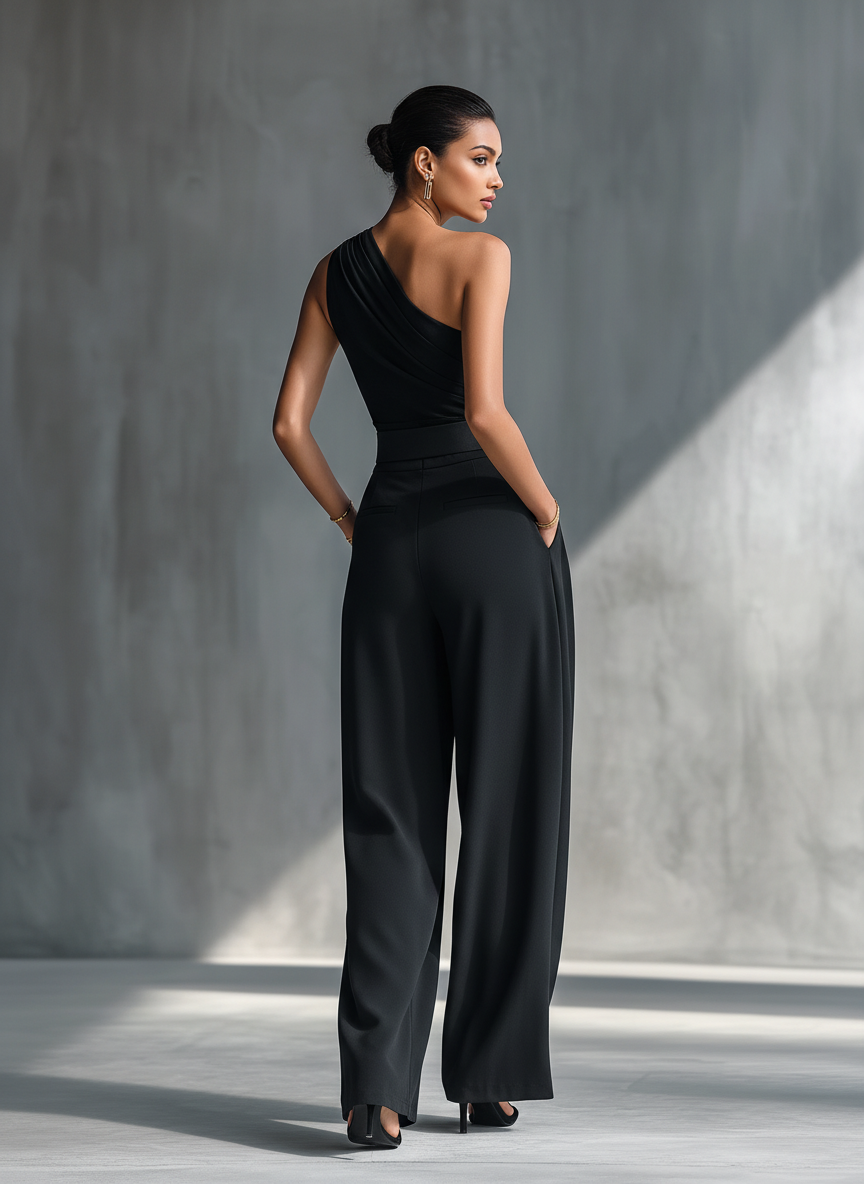 Aurix | Conjunto Top de Punto Elástico y Pantalón Ancho Satinado