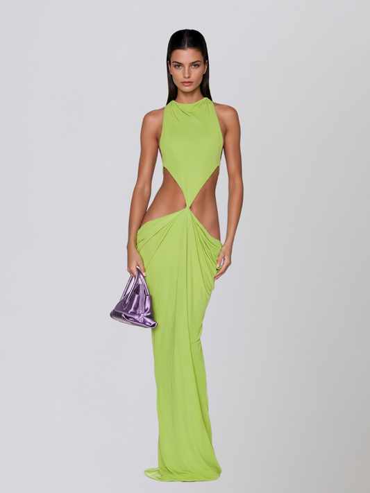 Élvarion | Vestido Drapeado Nocturno Abierto
