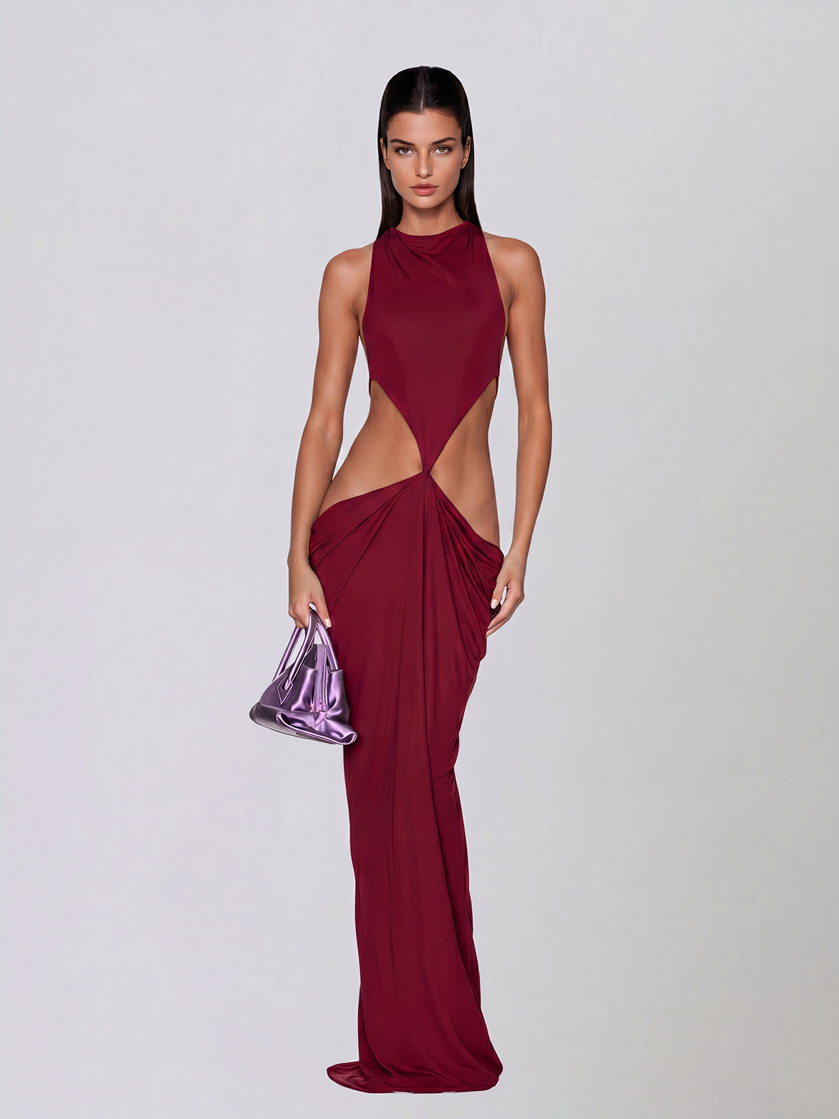 Élvarion | Vestido Drapeado Nocturno Abierto