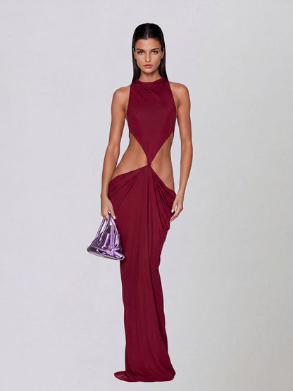 Élvarion | Vestido Drapeado Nocturno Abierto