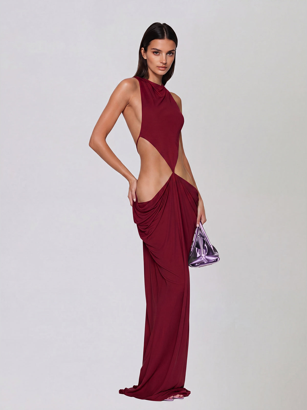 Élvarion | Vestido Drapeado Nocturno Abierto