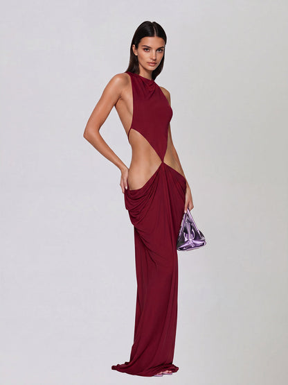 Élvarion | Vestido Drapeado Nocturno Abierto