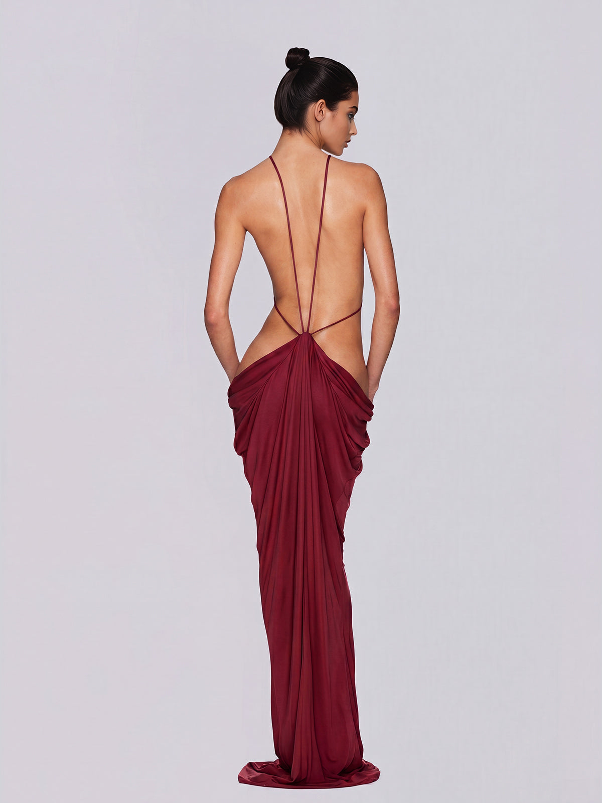 Élvarion | Vestido Drapeado Nocturno Abierto