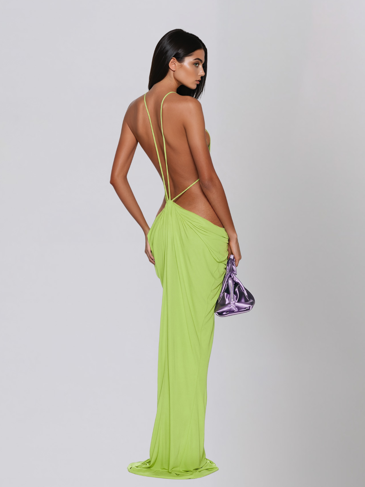 Élvarion | Vestido Drapeado Nocturno Abierto