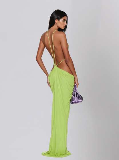 Élvarion | Vestido Drapeado Nocturno Abierto