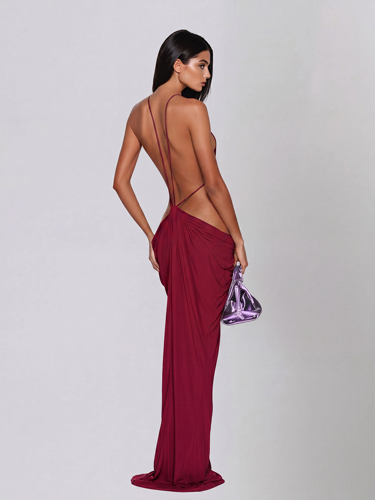 Élvarion | Vestido Drapeado Nocturno Abierto