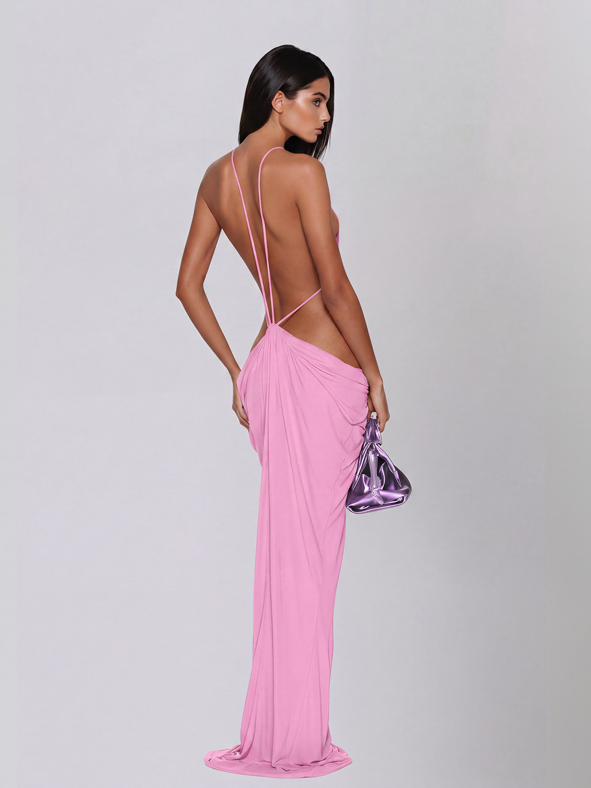 Élvarion | Vestido Drapeado Nocturno Abierto