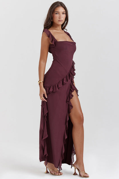 Darevielle | Vestido Largo Abertura Volantes