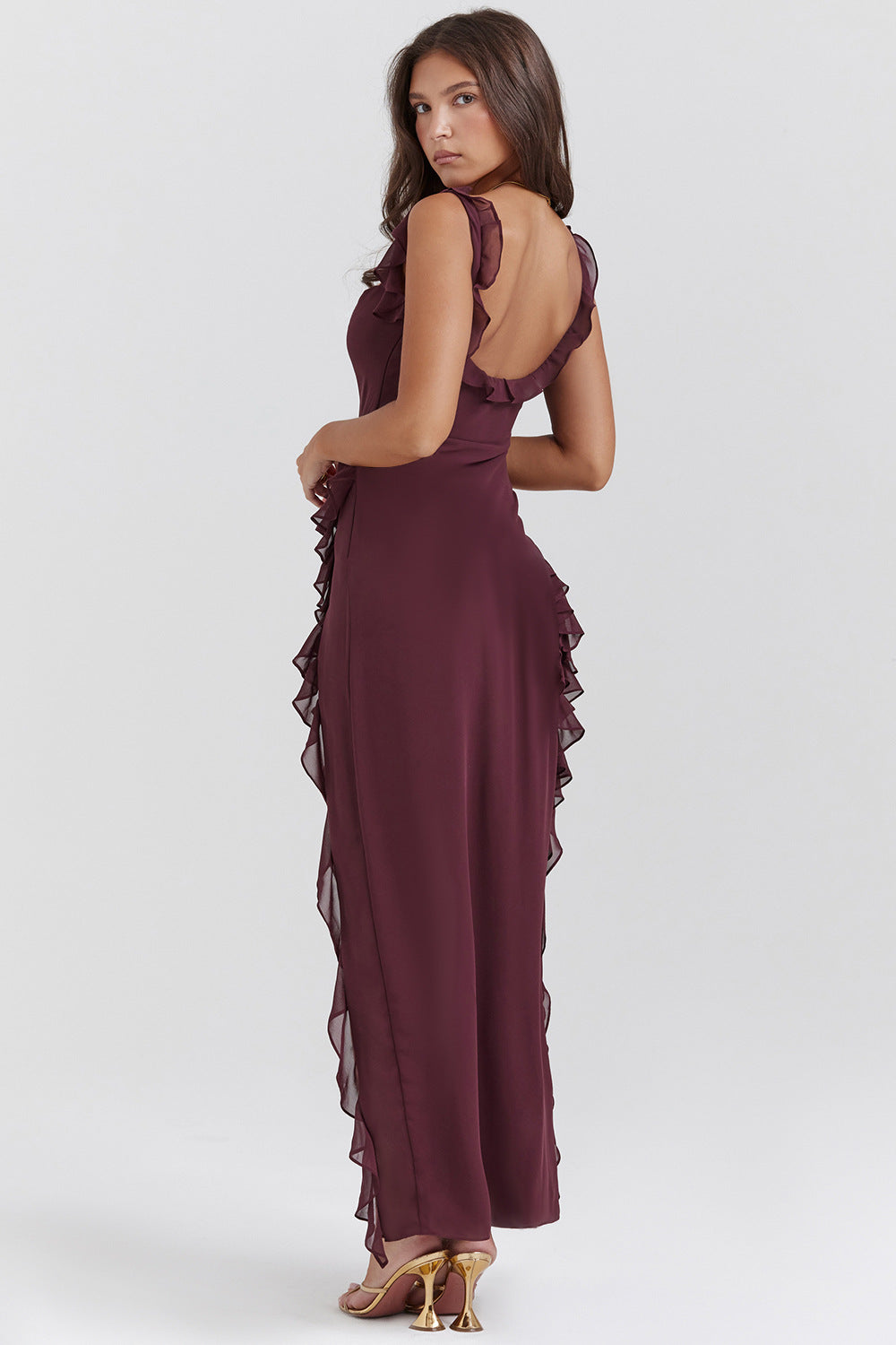 Darevielle | Vestido Largo Abertura Volantes