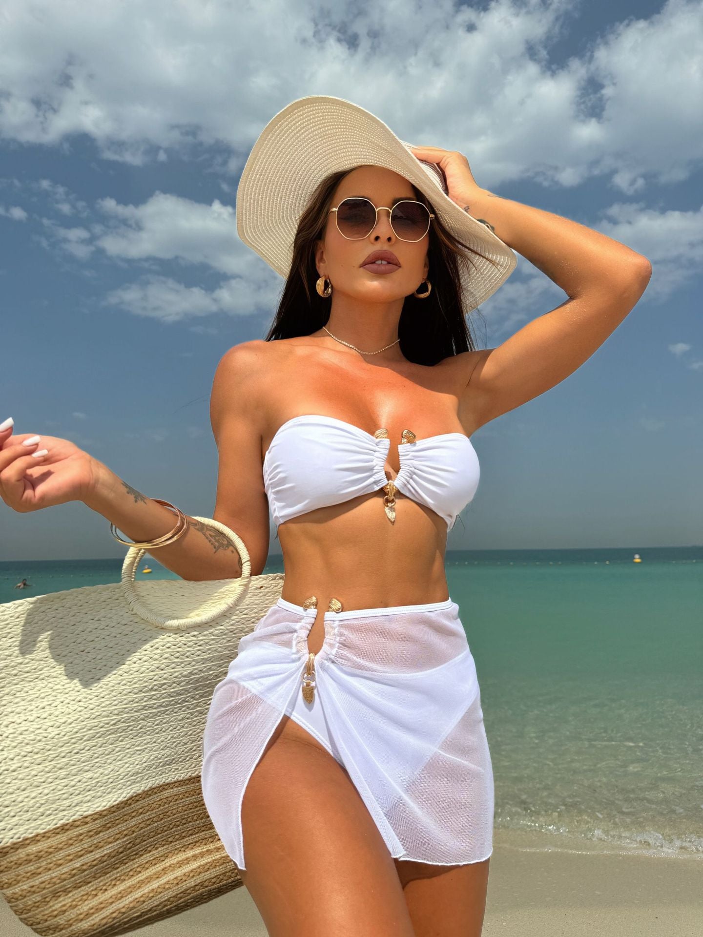 Zyra | Bikini Blanco Mini Falda Transparente