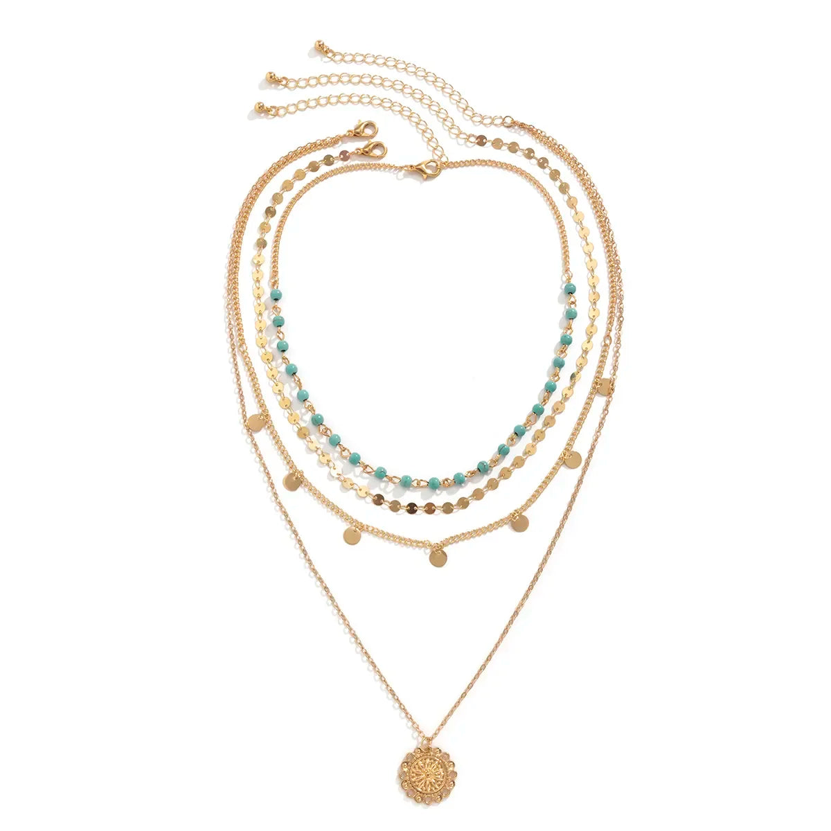 Estrella | Set 4 Collares Multicapa Dorado con Detalles Turquesa