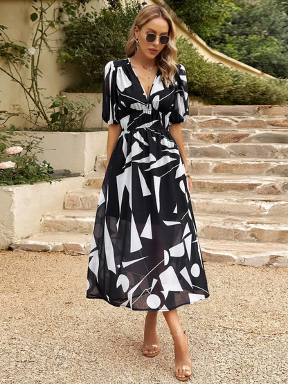 Velina | Vestido Largo Estampado Geométrico