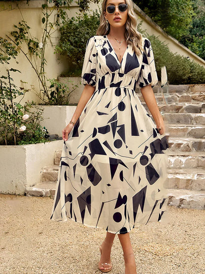 Velina | Vestido Largo Estampado Geométrico
