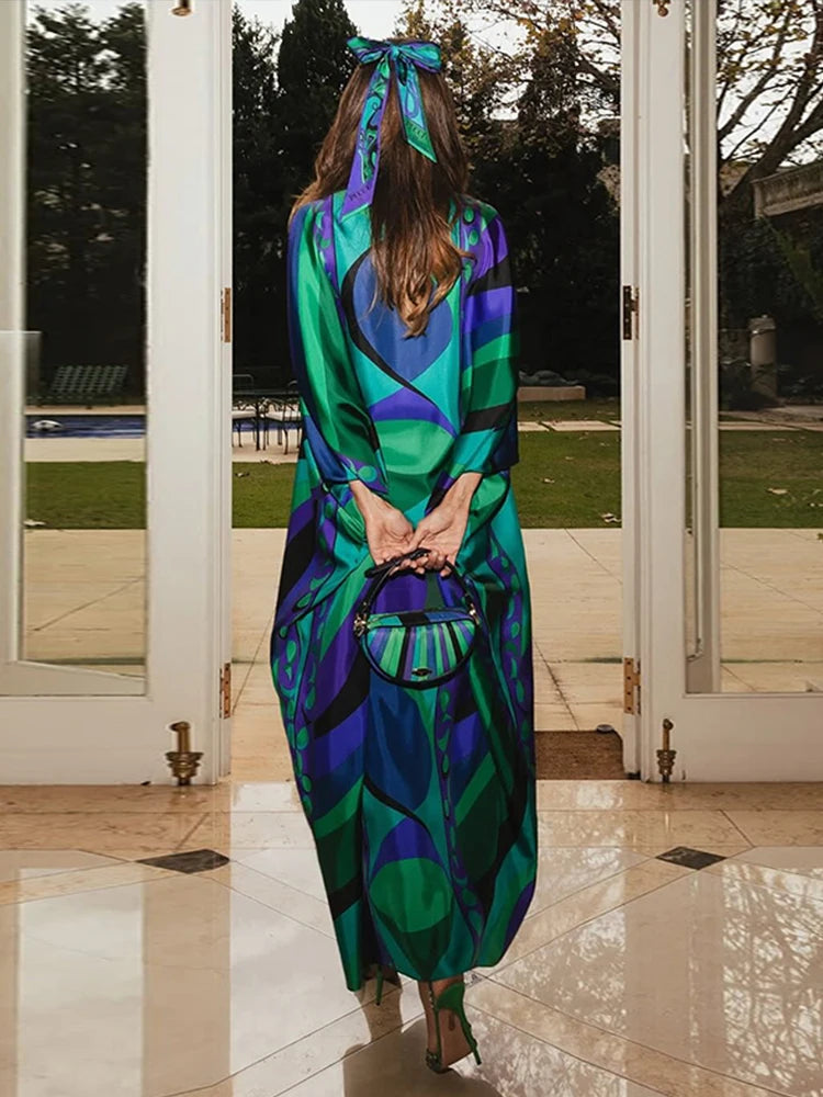 Floréane | Vestido Largo Kimono Geométrico