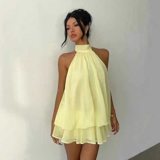 Liora | Vestido Halter Volantes