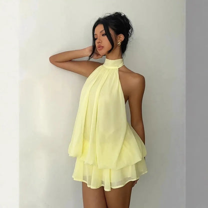 Liora | Vestido Halter Volantes
