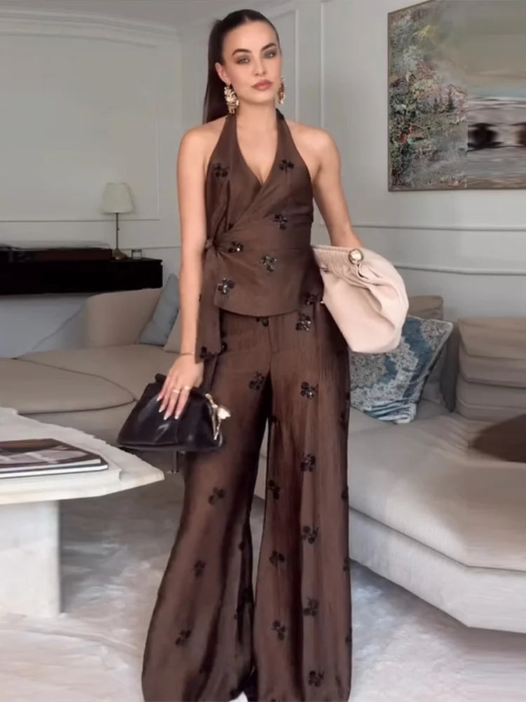 Elaria | Conjunto Lentejuelas Top Pantalón Ancho