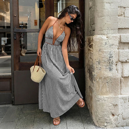 Marivelle | Vestido Largo Rayas Escote V