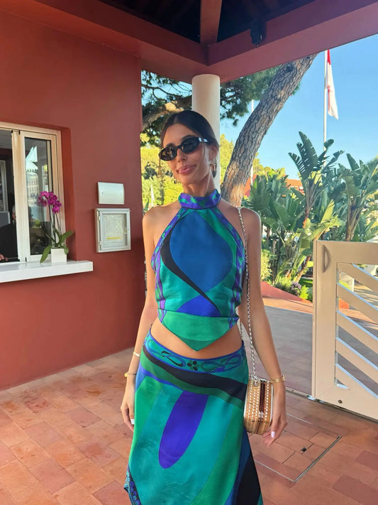 Gamia | Conjunto Abstracto Falda Top Halter