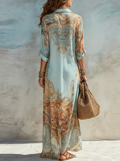 Zavira | Vestido Largo Camisero Barroco
