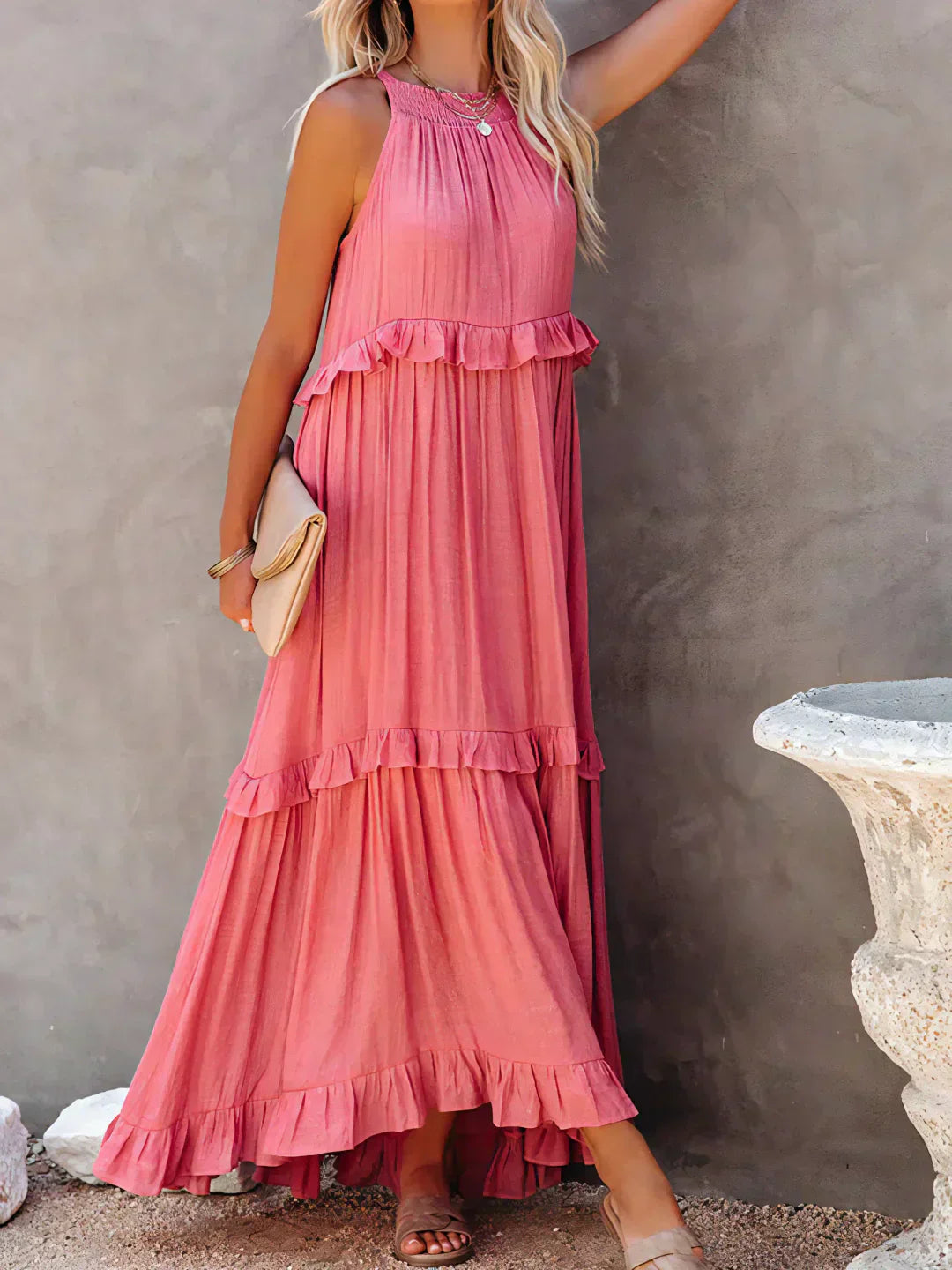 Clarette | Vestido Halter Volantes