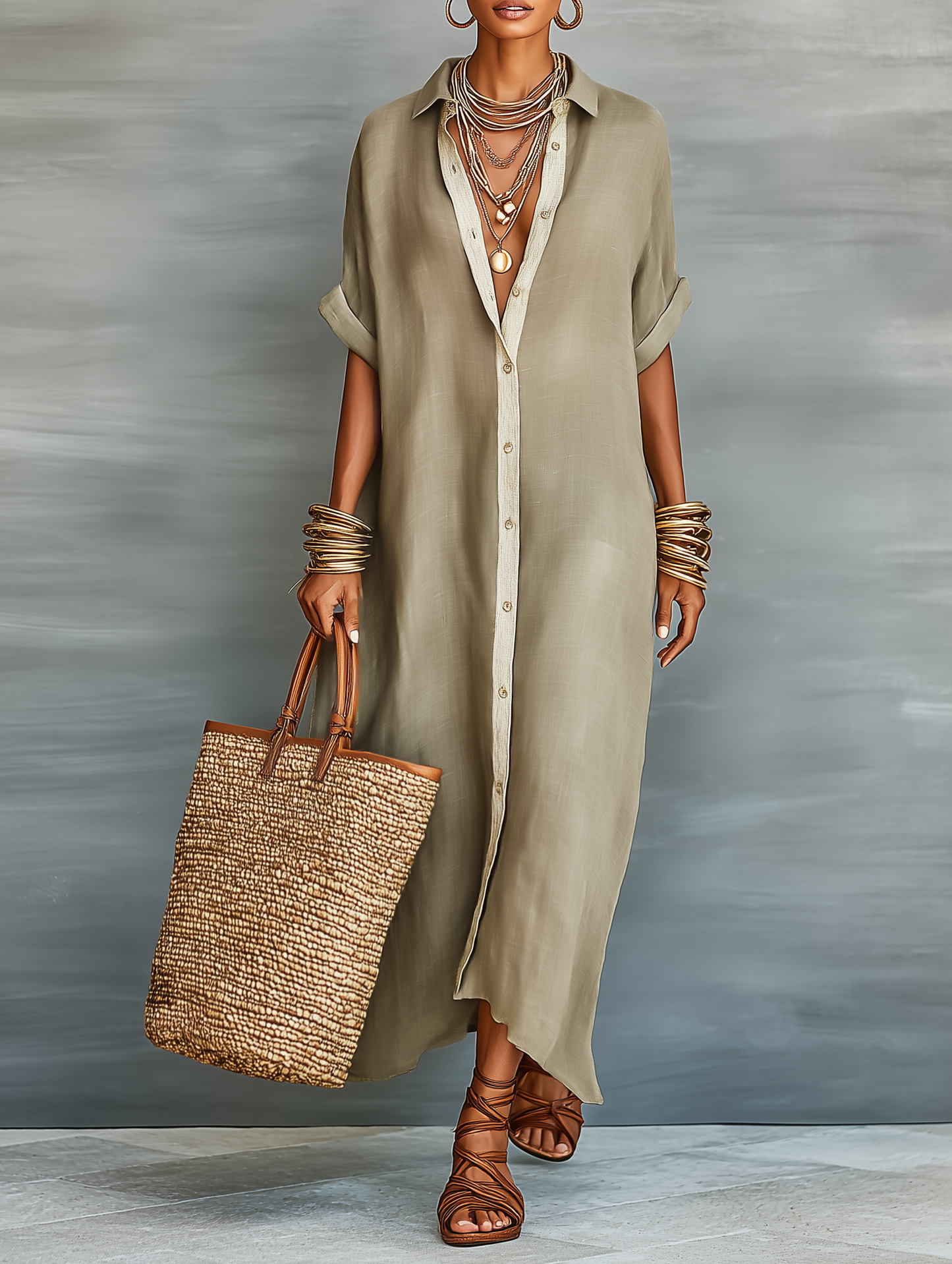 Sahira | Vestido Camisero Largo Minimalista