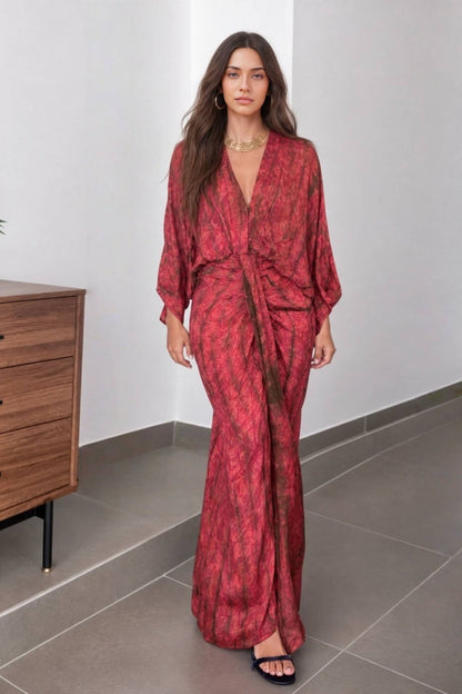Vitoria | Vestido Largo Mangas Murciélago Kimono