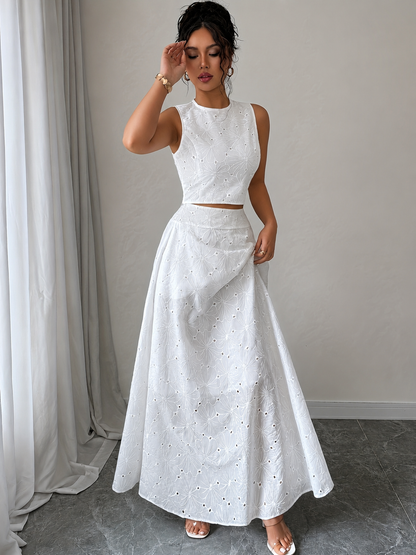 Avielle | Conjunto Ibicenco Bordado Falda Maxi
