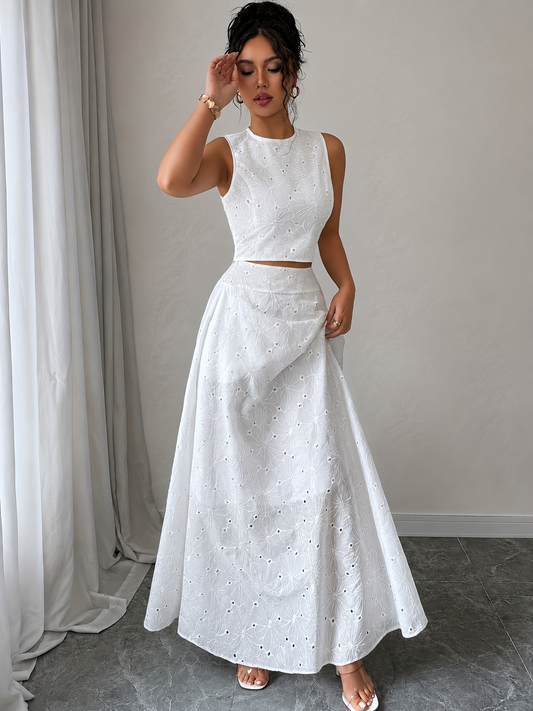 Avielle | Conjunto Ibicenco Bordado Falda Maxi