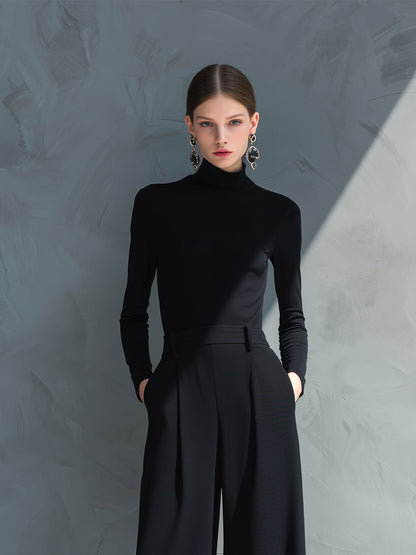 Ziva | Mono Clásico de Punto Estilo Traje Cuello Alto y Pernera Ancha