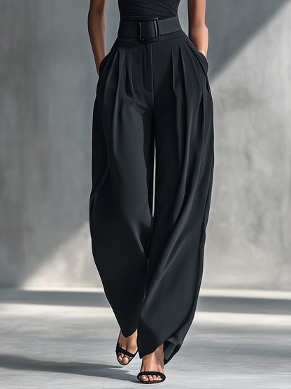 Aurix | Conjunto Top de Punto Elástico y Pantalón Ancho Satinado