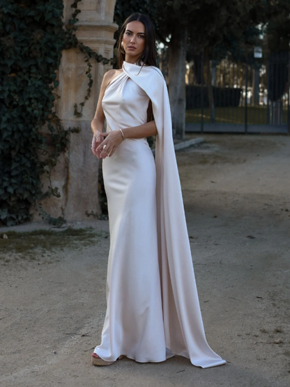 Divani | Vestido Largo Elegante con Capa Sin Mangas