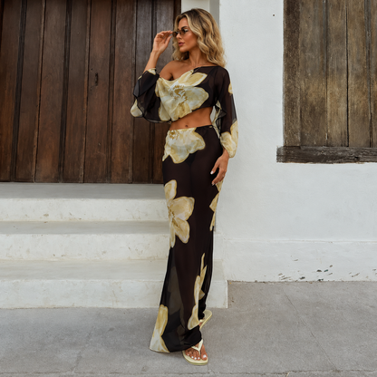 Calivette | Conjunto Floral Top Falda Maxi