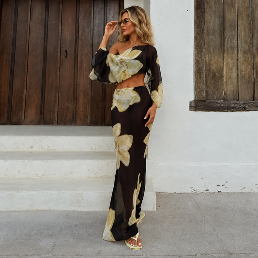 Calivette | Conjunto Floral Top Falda Maxi