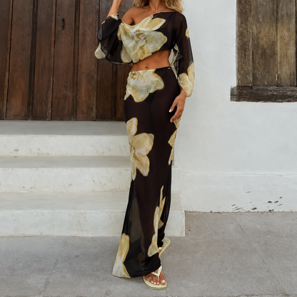 Calivette | Conjunto Floral Top Falda Maxi