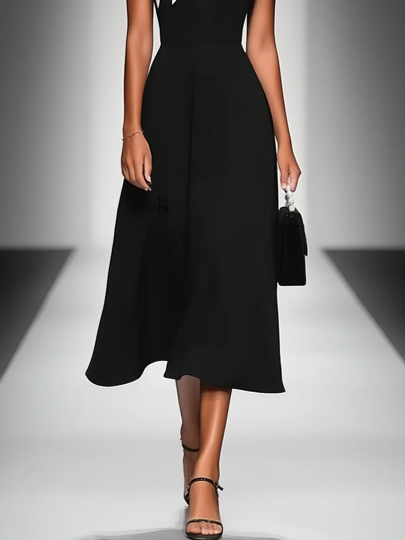 Kati | Vestido Midi Cuello Cuadrado Manga Corta