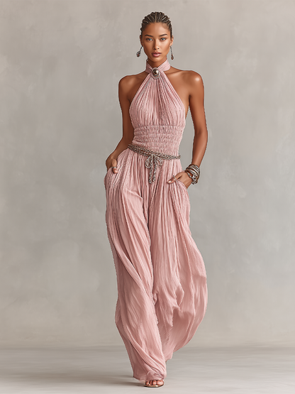 Rosalén | Mono Plisado Elegante Atemporal Cuello Halter