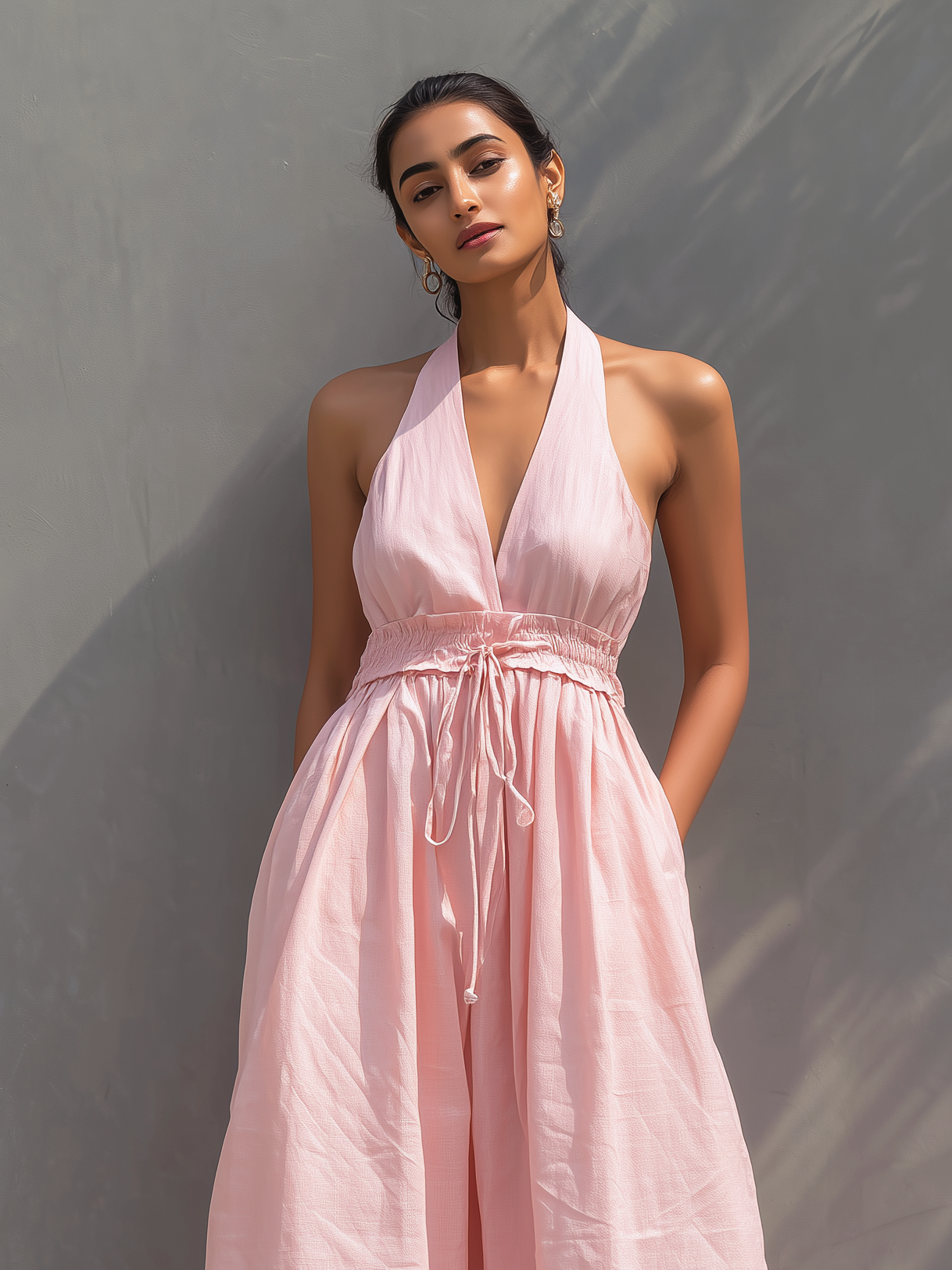 Roba | Mono Elegante Cuello Halter Sin Mangas con Lazo